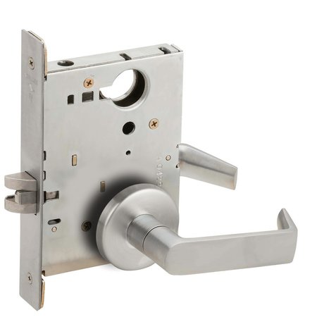 SCHLAGE Grade 1 Passage Latch Mortise Lock, 06 Lever, B Rose, Satin Stainless Steel Finish, Field Reversible L9010 06B 630